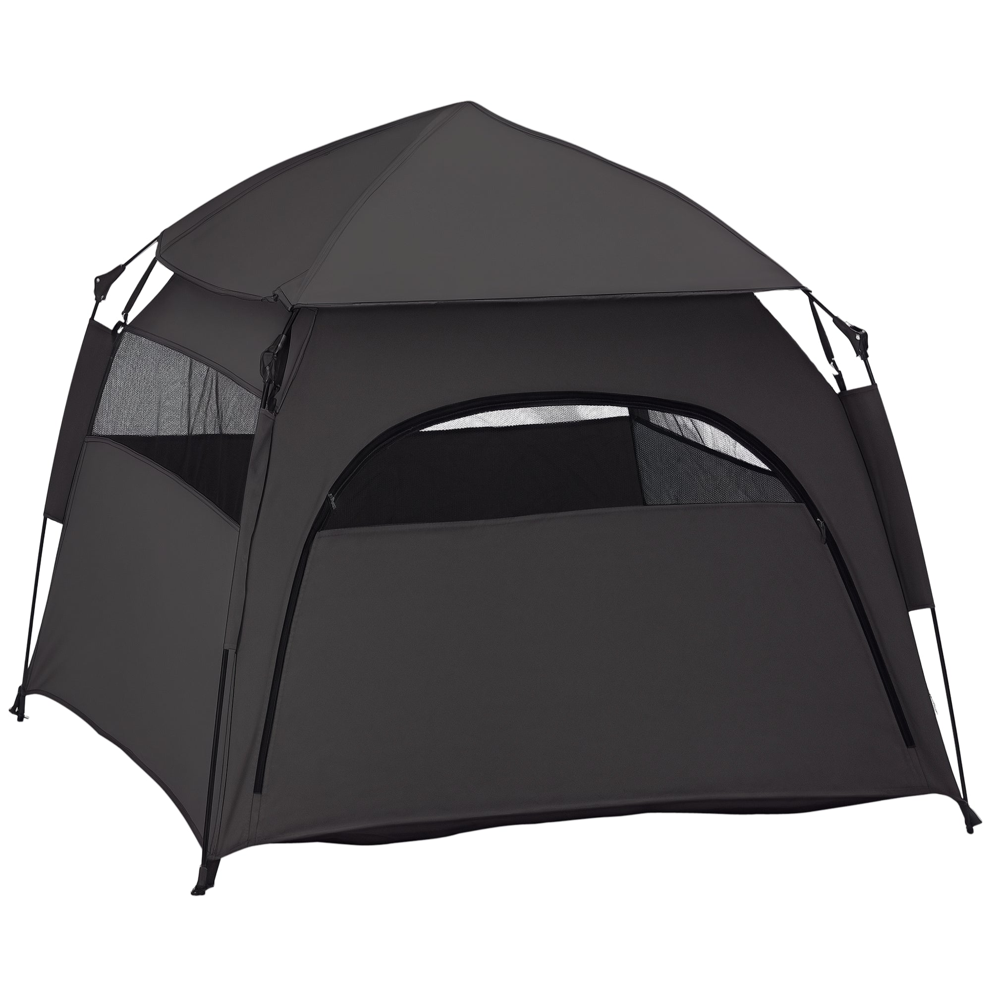 Pet Tent, Dog Tent, Cat House Outdoor, Dog House with Mesh Window, Dog Tipi Tent with Carry Bag, Sun Shade for Backyard, Living Room, Dark Gray