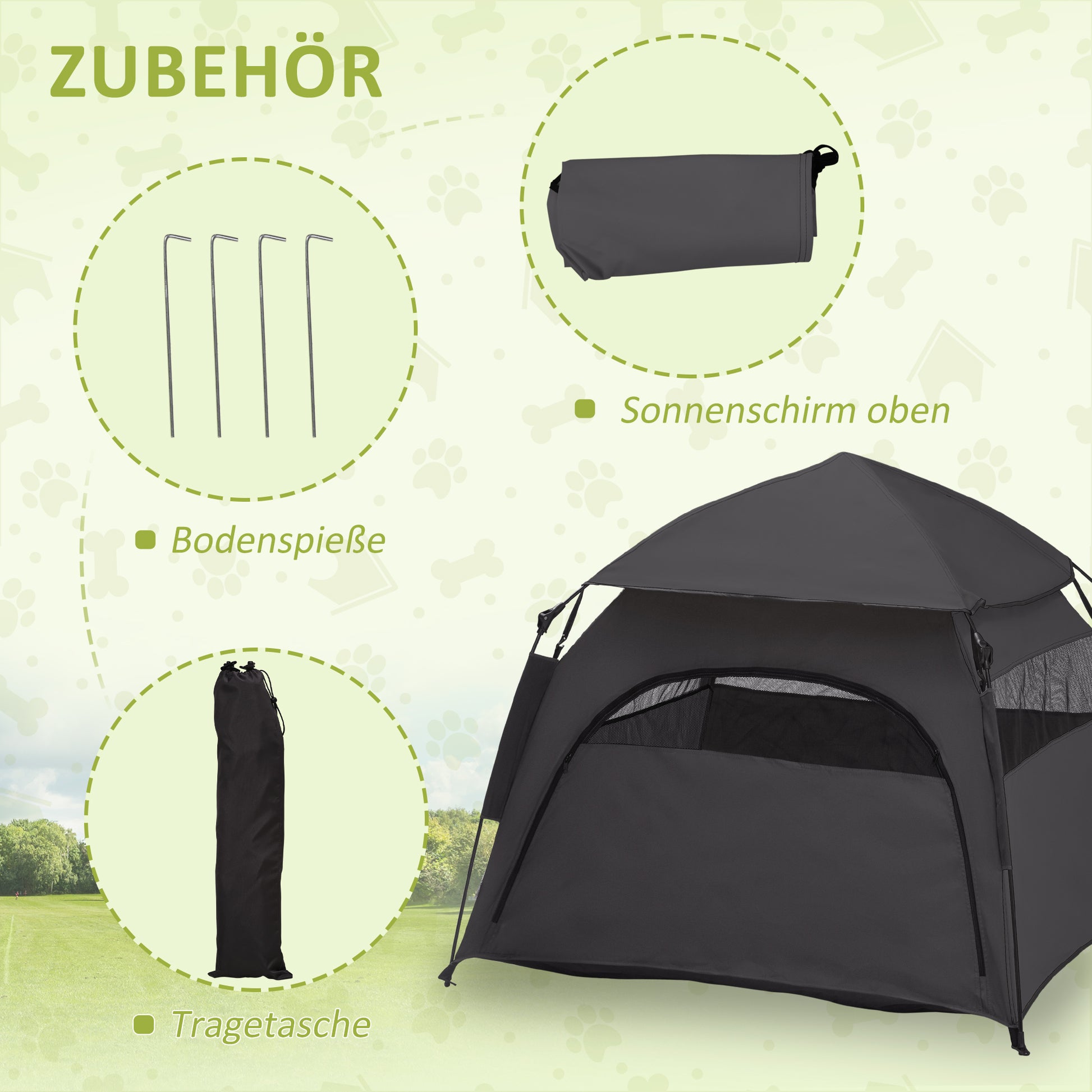 Pet Tent, Dog Tent, Cat House Outdoor, Dog House with Mesh Window, Dog Tipi Tent with Carry Bag, Sun Shade for Backyard, Living Room, Dark Gray