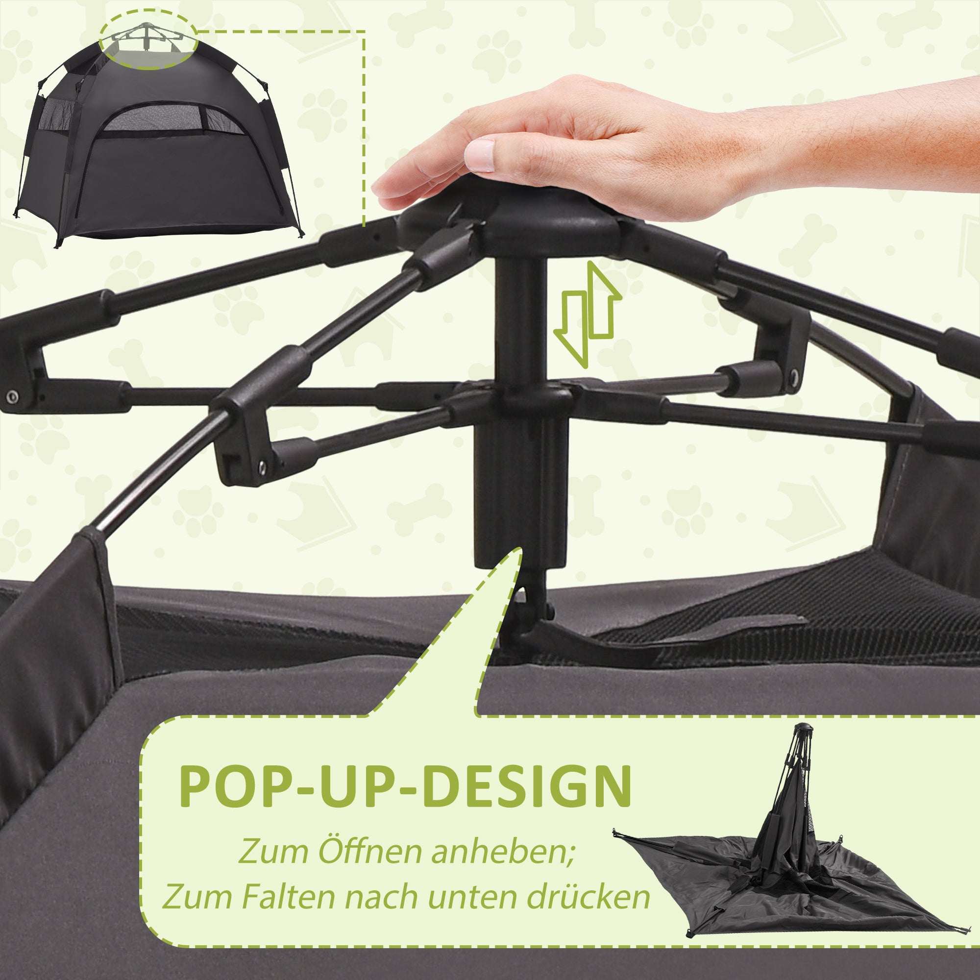 Pet Tent, Dog Tent, Cat House Outdoor, Dog House with Mesh Window, Dog Tipi Tent with Carry Bag, Sun Shade for Backyard, Living Room, Dark Gray