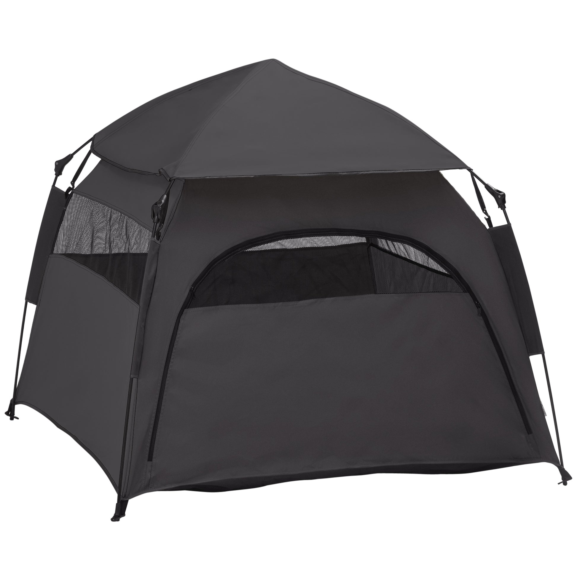Pet Tent, Dog Tent, Cat House Outdoor, Dog House with Mesh Window, Dog Tipi Tent with Carry Bag, Sun Shade for Backyard, Living Room, Dark Gray