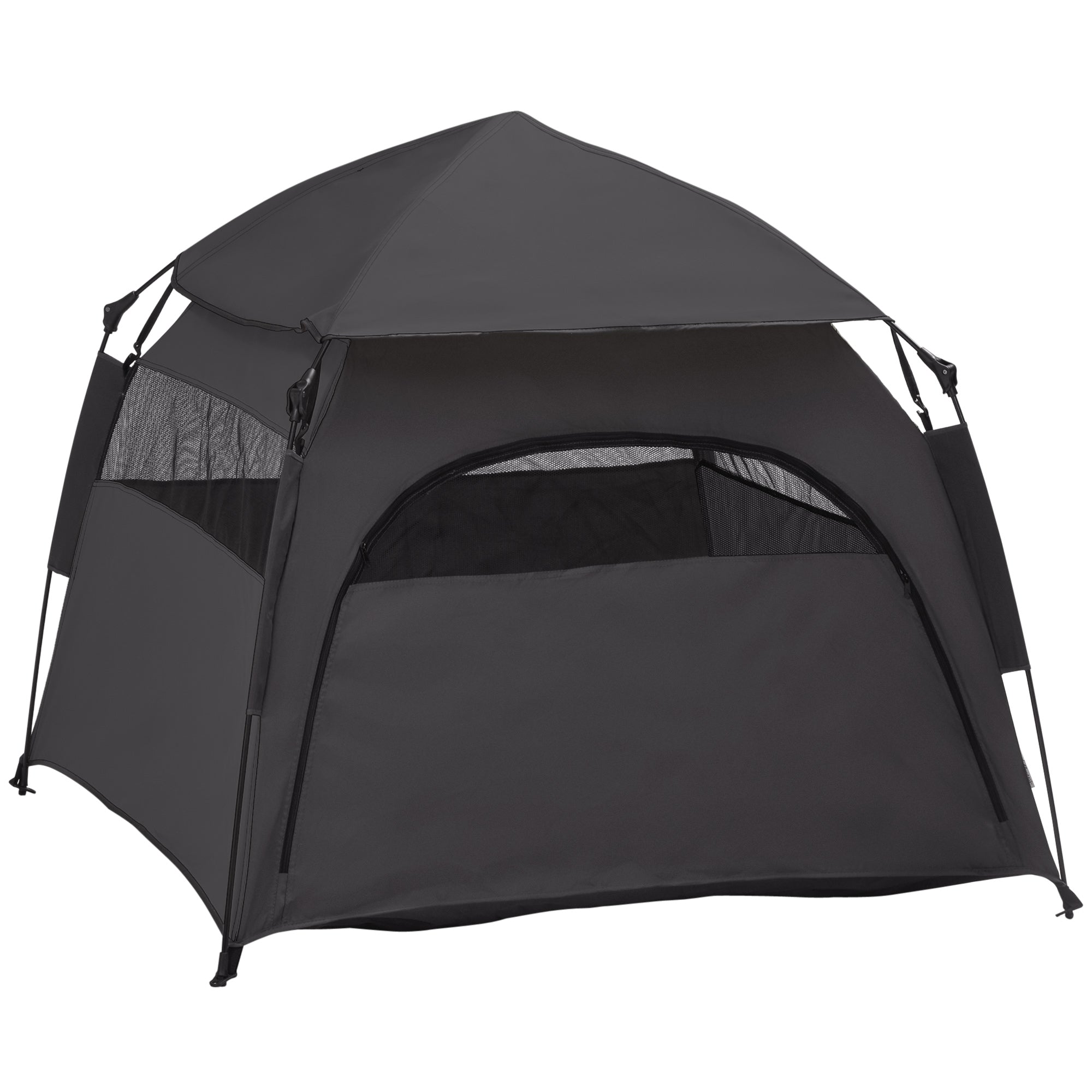 Pet Tent, Dog Tent, Cat House Outdoor, Dog House with Mesh Window, Dog Tipi Tent with Carry Bag, Sun Shade for Backyard, Living Room, Dark Gray