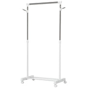 Standard Garment Rack with Adjustable Height Bar and Bottom Shelf on Wheels Stainless Steel Pipe 68.5x42x87-145 cm White Silver