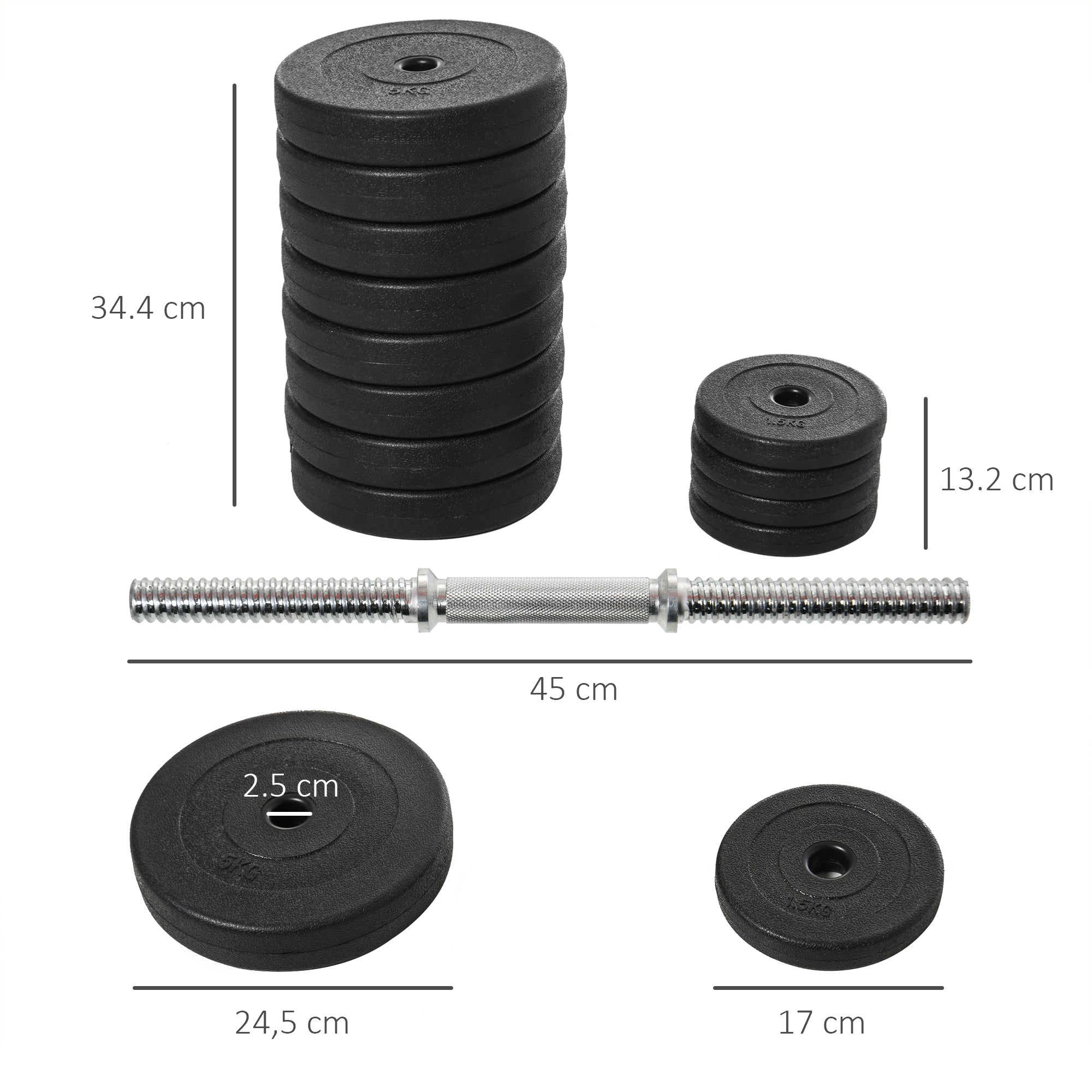 Dumbbell Set, Dumbbells Set with Weights, Adjustable 5kg Dumbbells, 1.5kg Dumbbells for Men and Women, Dumbbell Set for Home, Gym, Strength Training