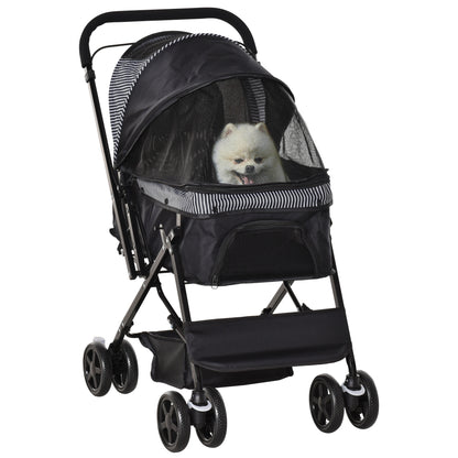 Dog Buggy Pet Stroller for Small Dogs and Cats Oxford Black 76.5 x 52 x 95 cm