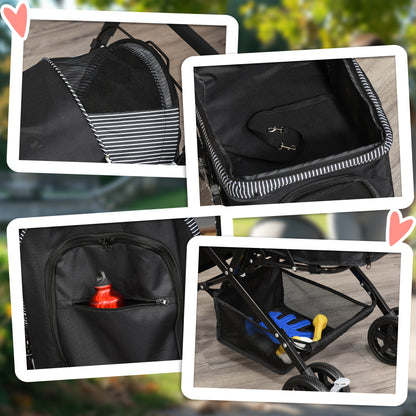 Dog Buggy Pet Stroller for Small Dogs and Cats Oxford Black 76.5 x 52 x 95 cm