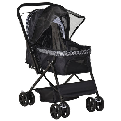 Dog Buggy Pet Stroller for Small Dogs and Cats Oxford Black 76.5 x 52 x 95 cm