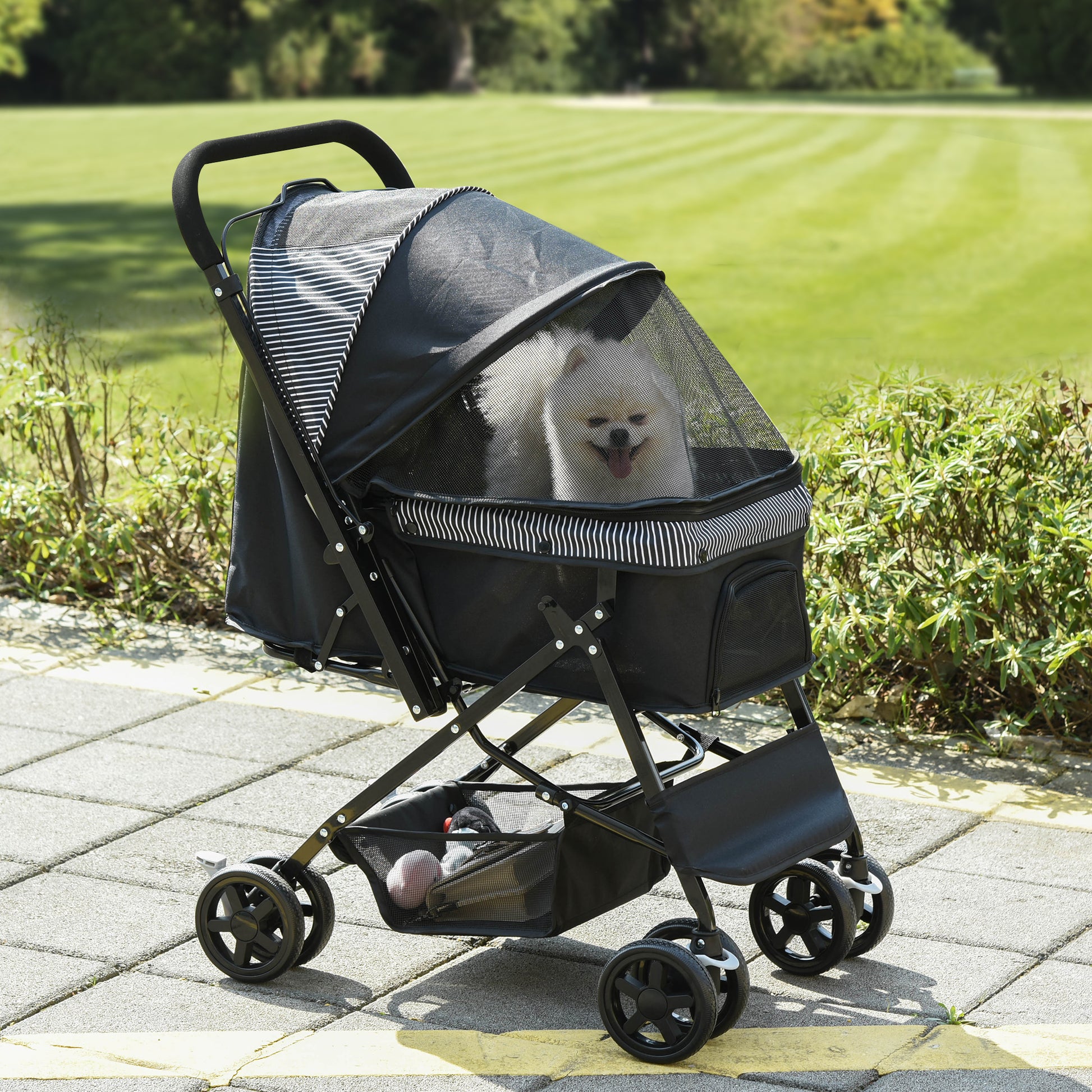 Dog Buggy Pet Stroller for Small Dogs and Cats Oxford Black 76.5 x 52 x 95 cm