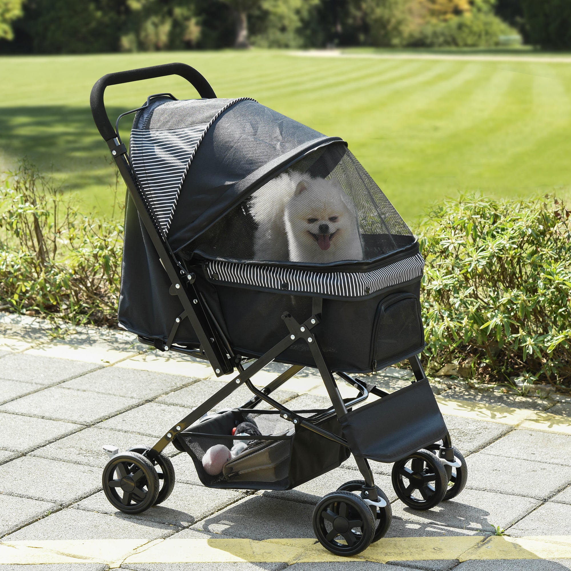 Dog Buggy Pet Stroller for Small Dogs and Cats Oxford Black 76.5 x 52 x 95 cm