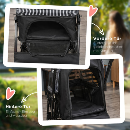 Dog Buggy Pet Stroller for Small Dogs and Cats Oxford Black 76.5 x 52 x 95 cm