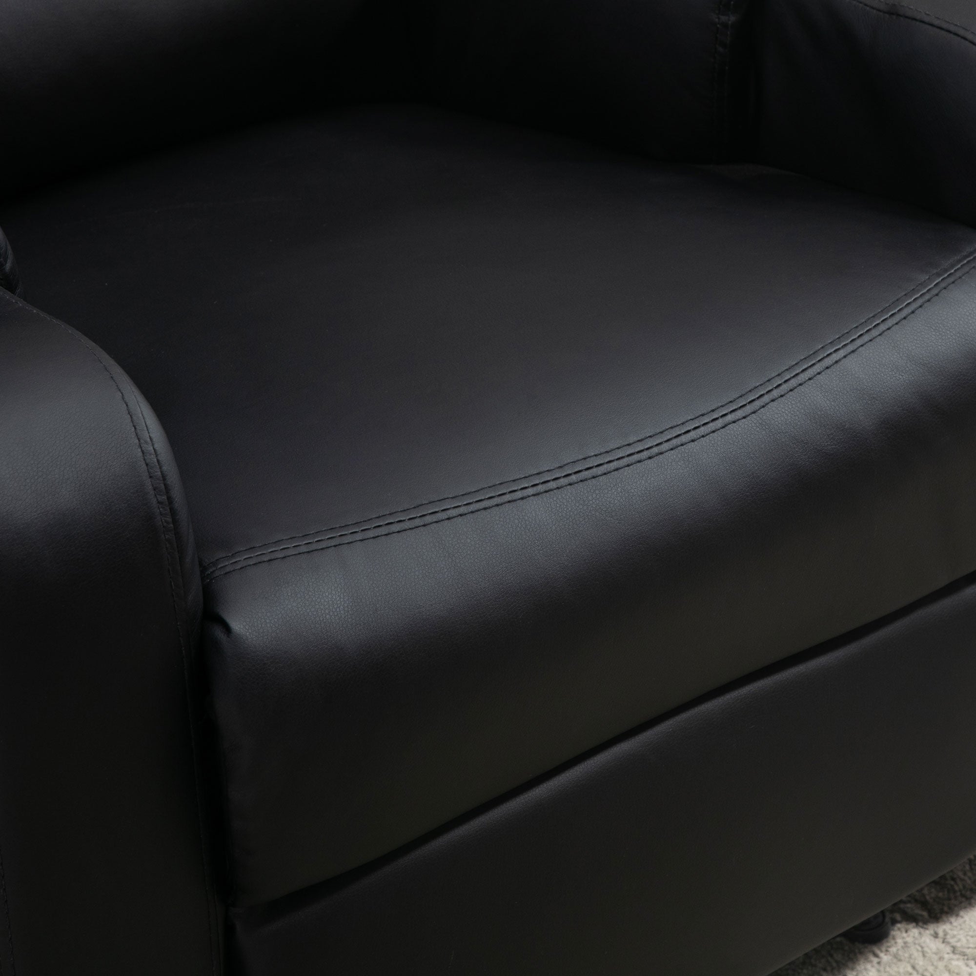 Reclining Relaxation Chair with Adjustable Footrest Synthetic Leather Upholstery Black