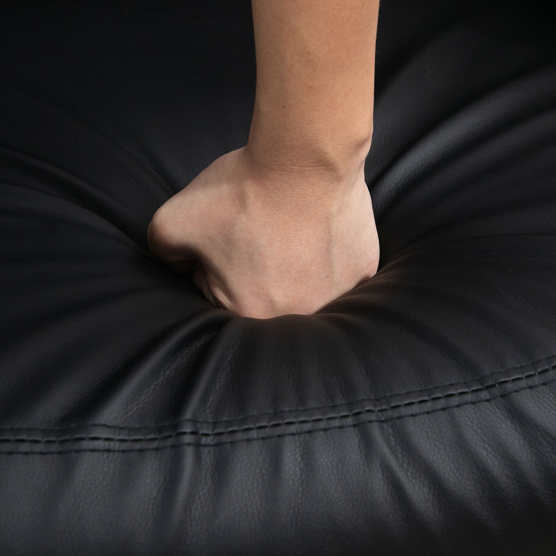 Reclining Relaxation Chair with Adjustable Footrest Synthetic Leather Upholstery Black