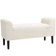 Upholstered Storage Bench with Armrests, Storage Bench for Bedroom, Entryway, Living Room, Load 130 Kg 116 x 44 x 58 cm Beige