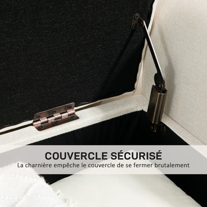 Upholstered Storage Bench with Armrests, Storage Bench for Bedroom, Entryway, Living Room, Load 130 Kg 116 x 44 x 58 cm Beige