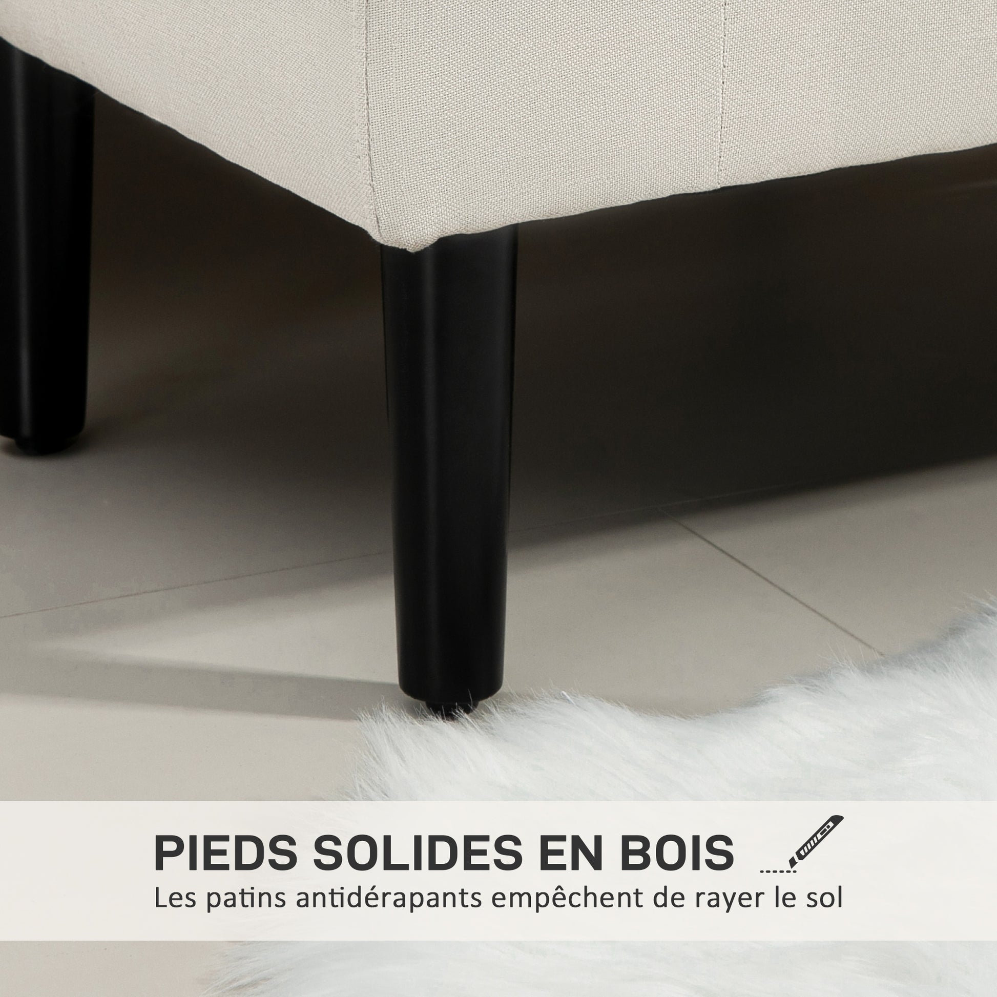 Upholstered Storage Bench with Armrests, Storage Bench for Bedroom, Entryway, Living Room, Load 130 Kg 116 x 44 x 58 cm Beige