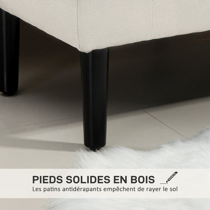 Upholstered Storage Bench with Armrests, Storage Bench for Bedroom, Entryway, Living Room, Load 130 Kg 116 x 44 x 58 cm Beige