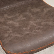 Set of 2 Vintage Bar Stools with Adjustable Swivel PU Brown with Orange Stitching Footrest