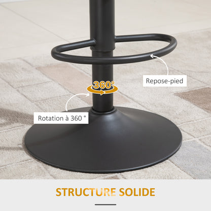 Set of 2 Vintage Bar Stools with Adjustable Swivel PU Brown with Orange Stitching Footrest