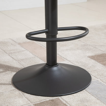 Set of 2 Vintage Bar Stools with Adjustable Swivel PU Brown with Orange Stitching Footrest