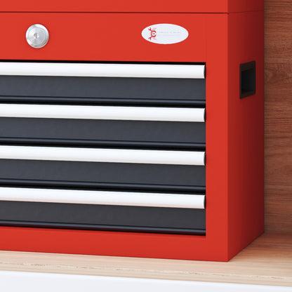 Tool Chest, Tool Box, Tool Box without Tools, Tool Chest with 4 Drawers, Lock, Steel, Red, 45 x 24.5 x 32.5 cm