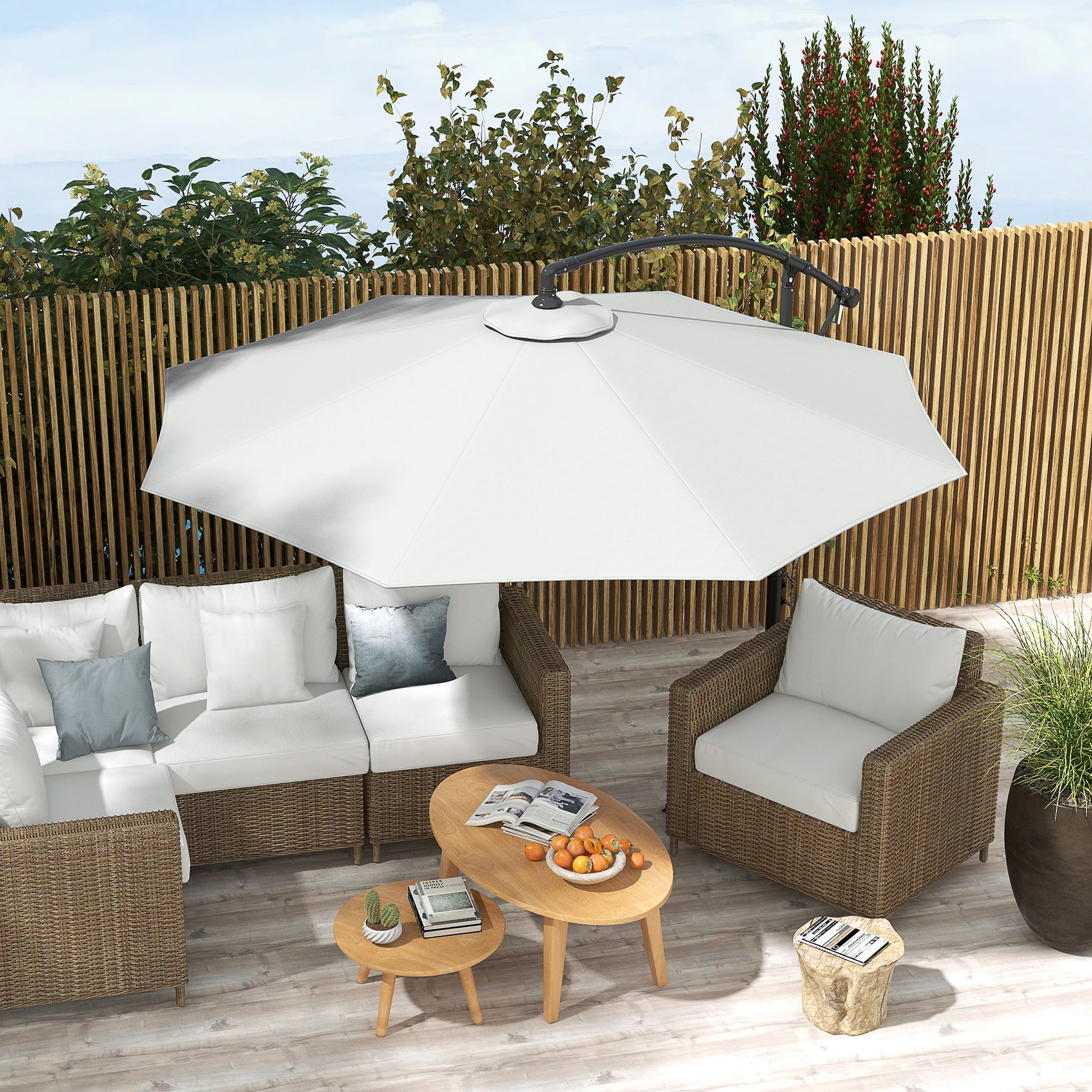3m Umbrella Replacement Canopy White Outdoor Polyester Parasol Cover with Top Vent