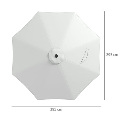 3m Umbrella Replacement Canopy White Outdoor Polyester Parasol Cover with Top Vent