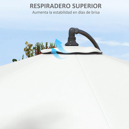 3m Umbrella Replacement Canopy White Outdoor Polyester Parasol Cover with Top Vent