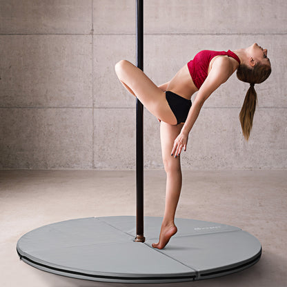 Foldable pole dance mat - pole dance mat - protection mat Ø 150 cm thickness 5 cm - gray plastic coating