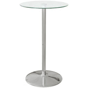 Bar Table Bistro Table Dining Table for 2 People with Tempered Glass Table Top, Kitchen Table for Kitchen, Dining Room, Steel, Transparent, Ø60 x 102 cm
