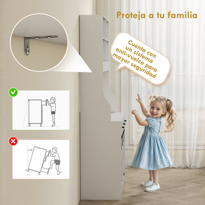 Kitchen Pantry Sideboard Kitchen Cabinet with 2 Sliding Doors 3 Drawers Countertop for Microwave and Adjustable Shelves Farmhouse Style White 93.5x40x180 cm