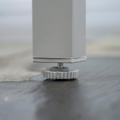 6-Person Garden Set with 1 Table and 6 Chairs Steel Outdoor Dining Set 7 Pieces Stackable Chairs Tempered Glass Top Gray