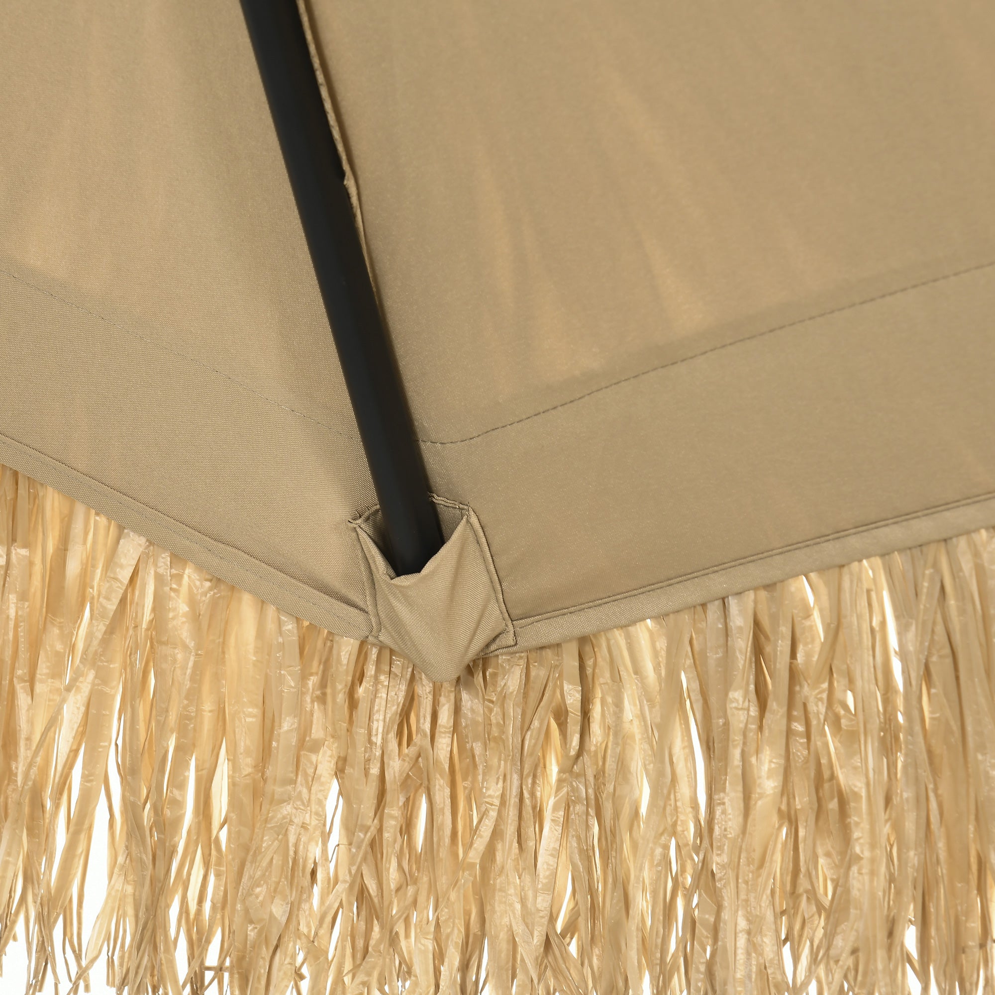 2.6x2.6m Tilting Garden Umbrella with Crank, Reclinable, Round Hawaiian Umbrella with 8 Ribs, in Aluminum and Polyester, for Yard Balcony Terrace, Khaki
