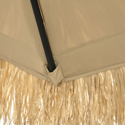 2.6x2.6m Tilting Garden Umbrella with Crank, Reclinable, Round Hawaiian Umbrella with 8 Ribs, in Aluminum and Polyester, for Yard Balcony Terrace, Khaki
