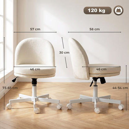 Adjustable Office Chair — Chenille-Style Upholstery, Tilt & 360° Swivel, Double-Layer Cushion, Supports up to 265 lb, Cream