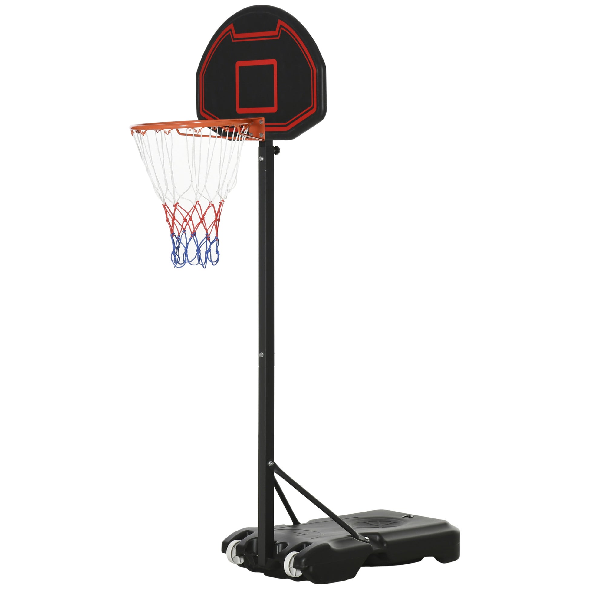 Basketball Hoop with Wheels 73x49cm Backboard, Mobile Basketball Hoop with Stand, Adjustable Hoop Height 155 to 210 cm, Basketball System for Kids Youths, Indoor and Outdoor Use