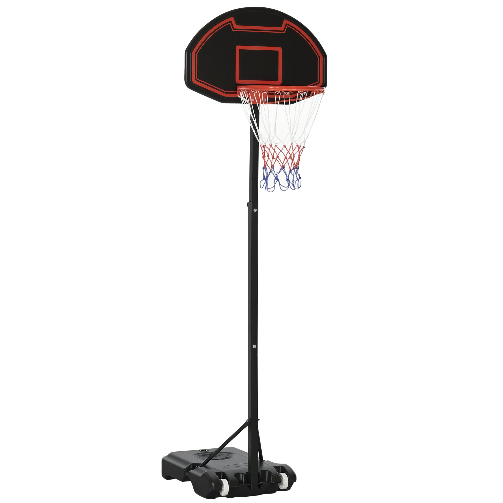 Basketball Hoop with Wheels 73x49cm Backboard, Mobile Basketball Hoop with Stand, Adjustable Hoop Height 155 to 210 cm, Basketball System for Kids Youths, Indoor and Outdoor Use