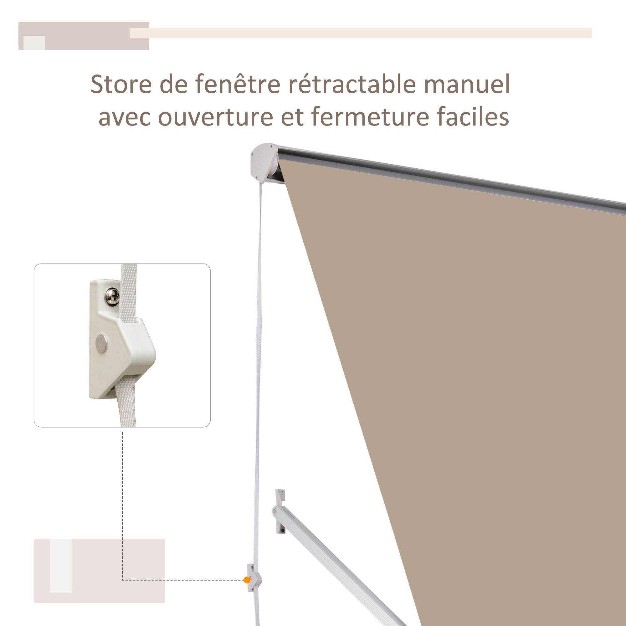 Manual Adjustable Tilt Aluminum Waterproof Polyester Awning 70W x 180D cm Beige