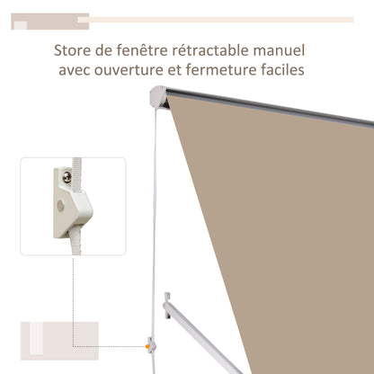 Manual Adjustable Tilt Aluminum Waterproof Polyester Awning 70W x 180D cm Beige