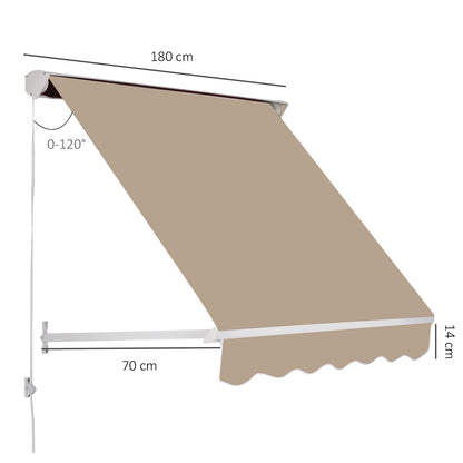 Manual Adjustable Tilt Aluminum Waterproof Polyester Awning 70W x 180D cm Beige