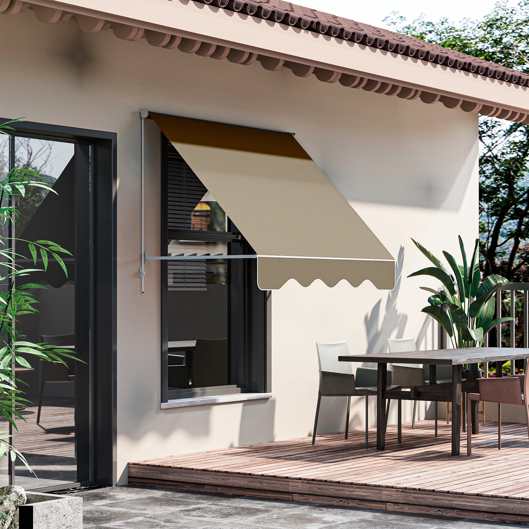 Manual Adjustable Tilt Aluminum Waterproof Polyester Awning 70W x 180D cm Beige