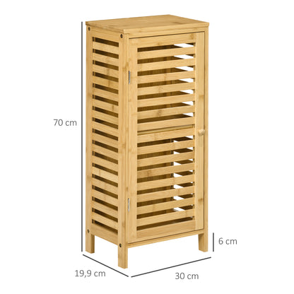 Bathroom Cabinet, Bath Side Cabinet with Louvered Door, 2 Compartments, Storage Cabinet for Bathroom, Living Room, Natural, 30 x 19.9 x 70 cm