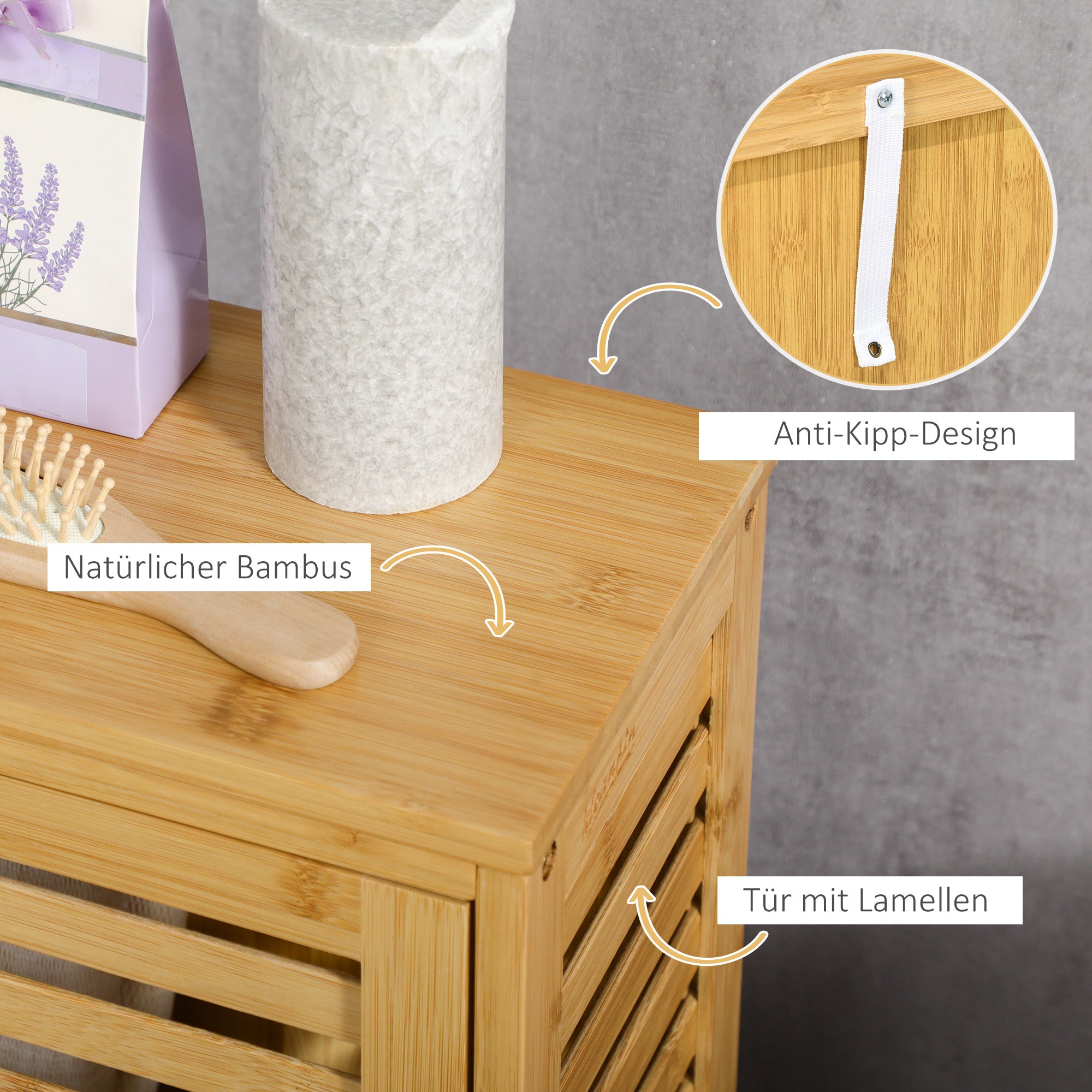 Bathroom Cabinet, Bath Side Cabinet with Louvered Door, 2 Compartments, Storage Cabinet for Bathroom, Living Room, Natural, 30 x 19.9 x 70 cm