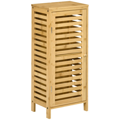 Bathroom Cabinet, Bath Side Cabinet with Louvered Door, 2 Compartments, Storage Cabinet for Bathroom, Living Room, Natural, 30 x 19.9 x 70 cm