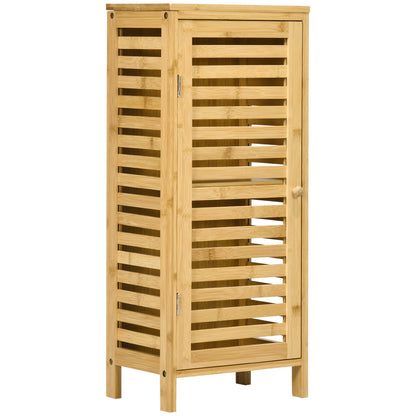 Bathroom Cabinet, Bath Side Cabinet with Louvered Door, 2 Compartments, Storage Cabinet for Bathroom, Living Room, Natural, 30 x 19.9 x 70 cm