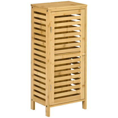 Bathroom Cabinet, Bath Side Cabinet with Louvered Door, 2 Compartments, Storage Cabinet for Bathroom, Living Room, Natural, 30 x 19.9 x 70 cm