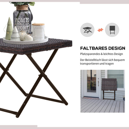 Side Table made of Poly Rattan Folding Coffee Table Couch Table Tray Balcony Table Garden Table Sofa Table Tea Table Garden Furniture Rattan Table for Garden Terrace Balcony, 40x40x40cm Brown