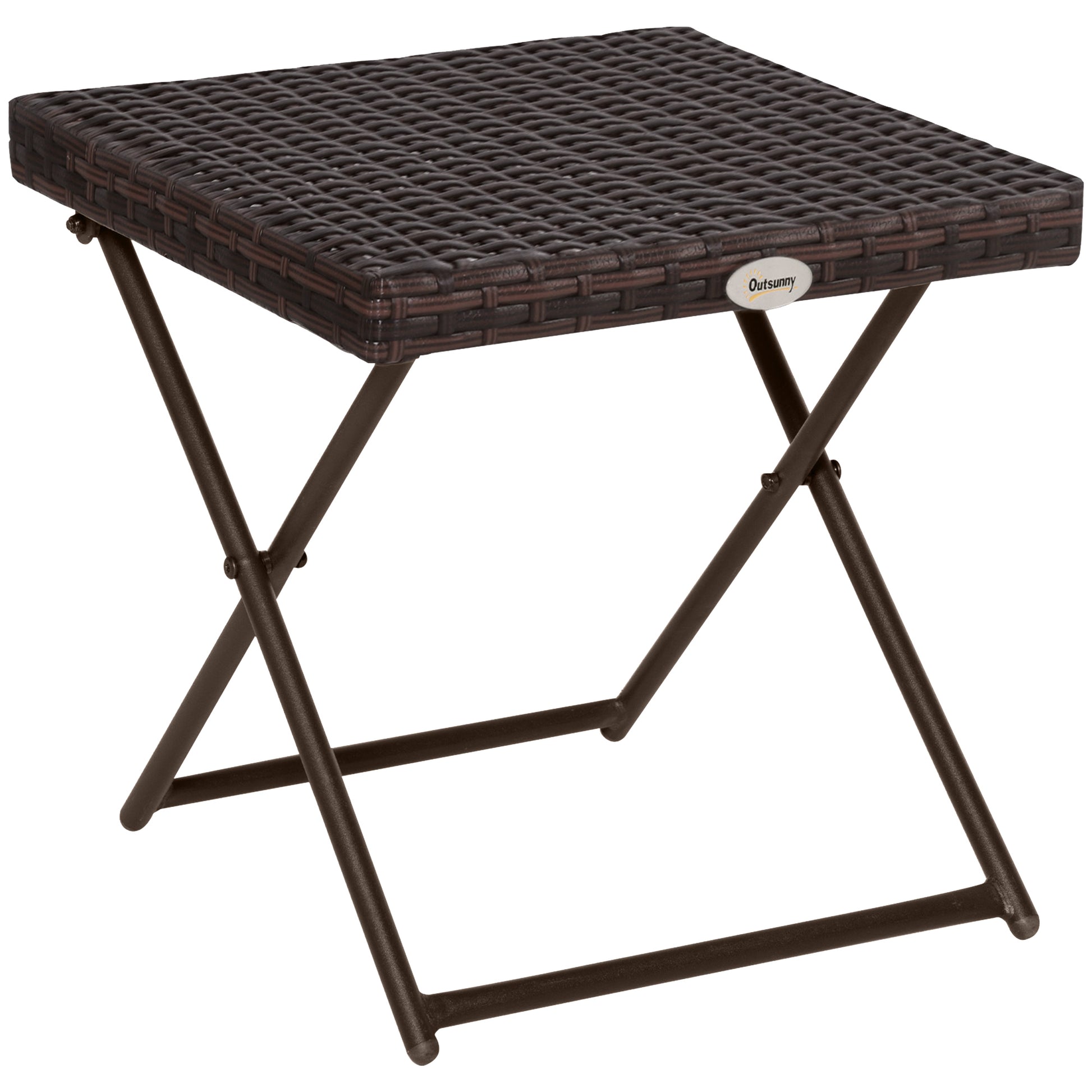 Side Table made of Poly Rattan Folding Coffee Table Couch Table Tray Balcony Table Garden Table Sofa Table Tea Table Garden Furniture Rattan Table for Garden Terrace Balcony, 40x40x40cm Brown