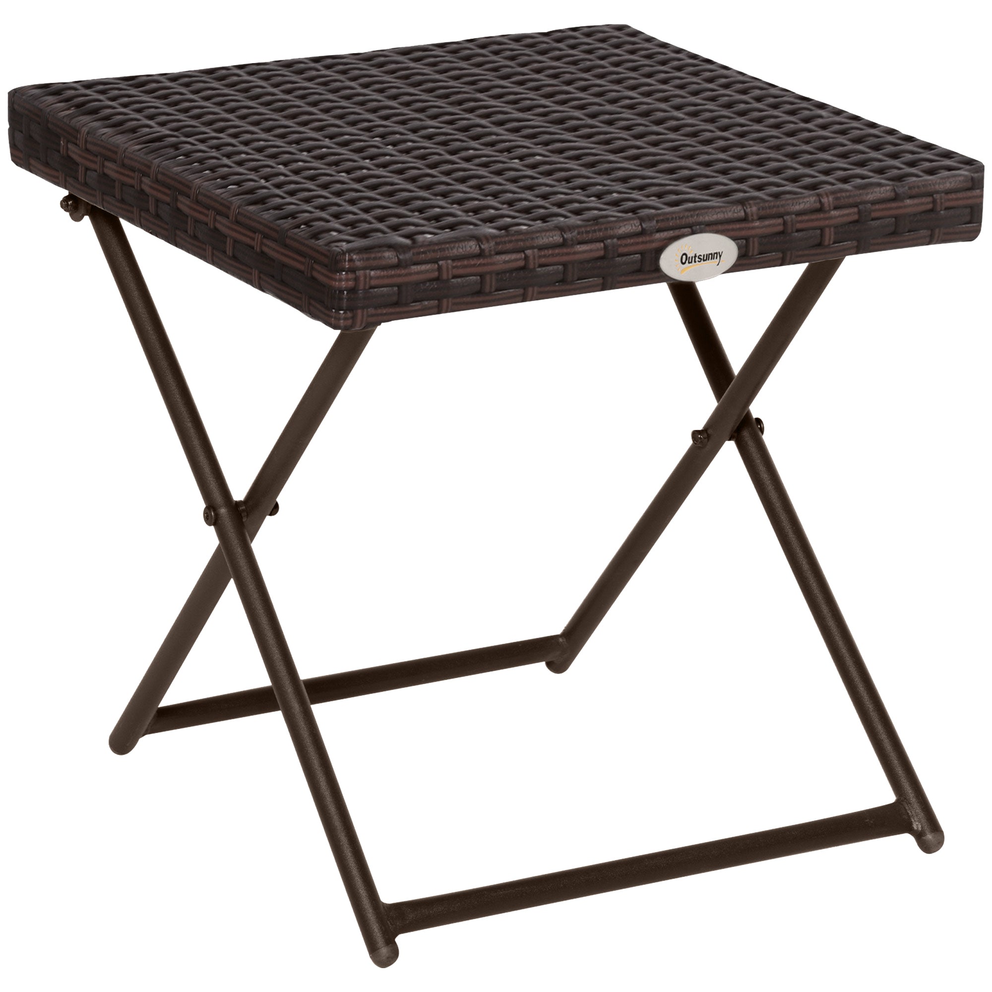 Side Table made of Poly Rattan Folding Coffee Table Couch Table Tray Balcony Table Garden Table Sofa Table Tea Table Garden Furniture Rattan Table for Garden Terrace Balcony, 40x40x40cm Brown
