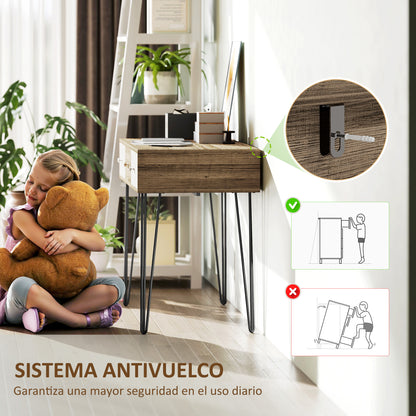 Bohemian Desk Study Desk with 3 Drawers and Hairpin Legs for Office Bedroom Dressing Table 105x50x75 cm Wood