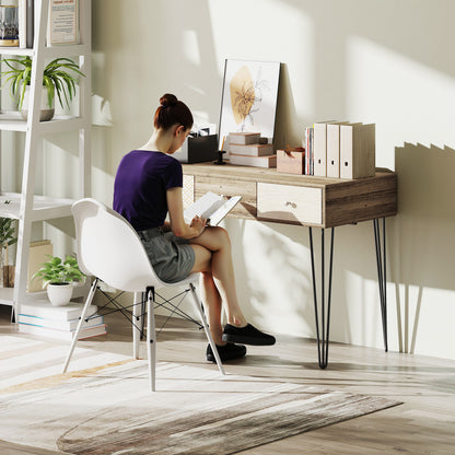Bohemian Desk Study Desk with 3 Drawers and Hairpin Legs for Office Bedroom Dressing Table 105x50x75 cm Wood
