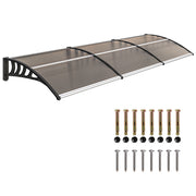 303x96x27 cm Brown Canopy Awning for Doors and Windows against Sun and Rain with PP Polycarbonate Support Exterior Awning